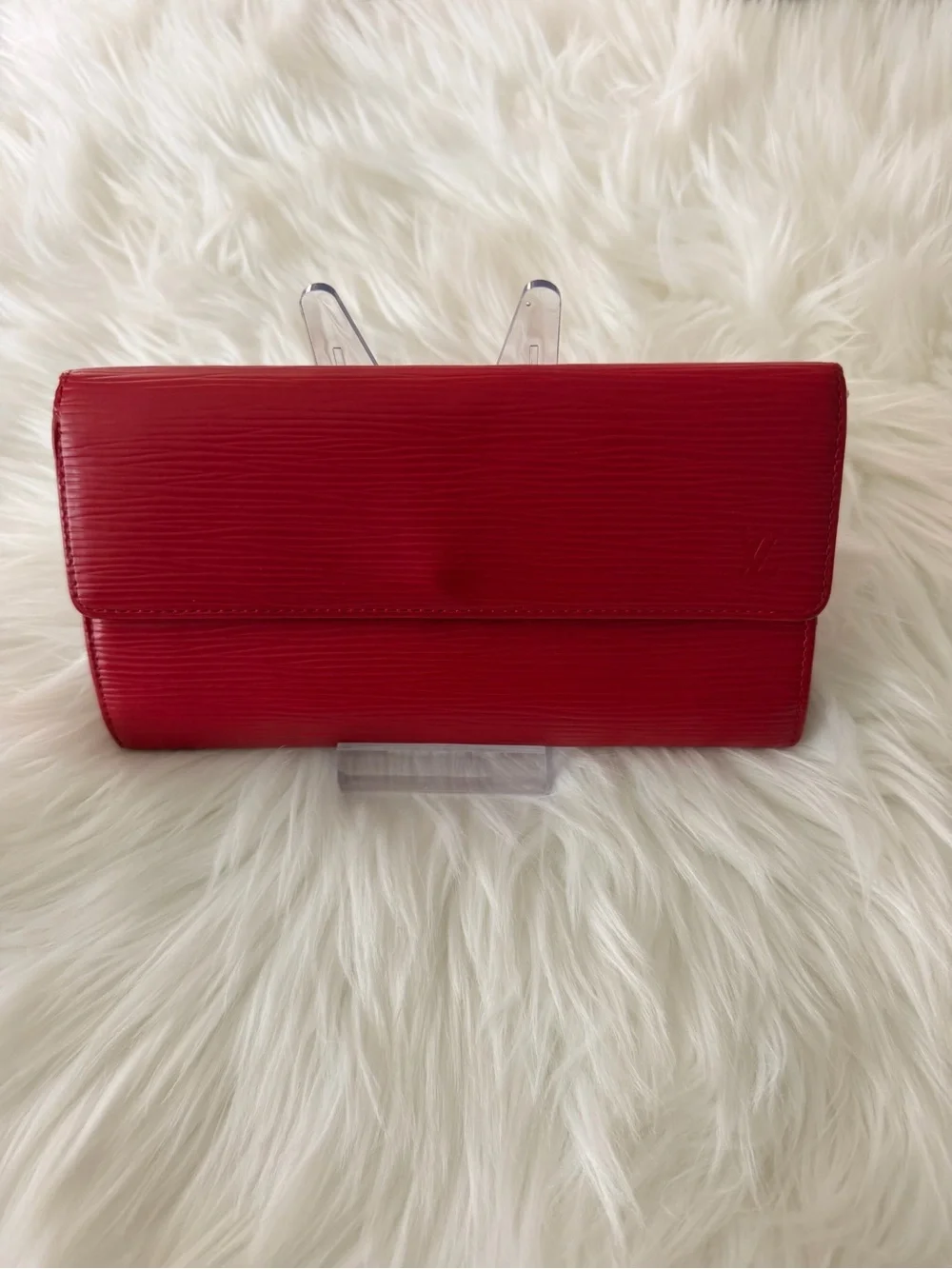 Authentic Louis Vuitton Red Textured Women’s Long Wallet